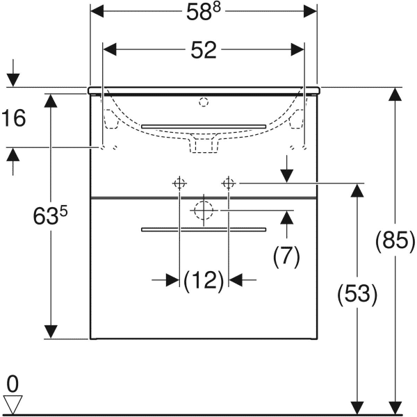 MOBILIER 60 CM SELNOVA SQUARE CU LAVOAR, DOUA SERTARE,LAVA